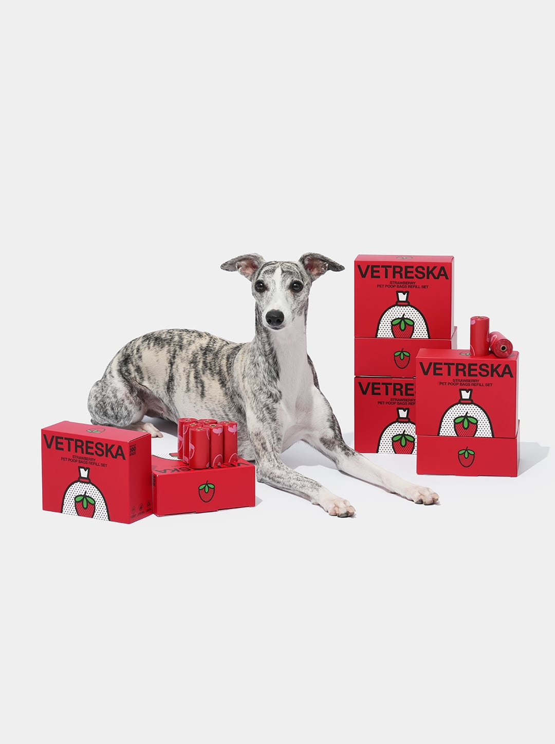 VETRESKA Strawberry Pet Poop Bags Refill Set 20Rolls