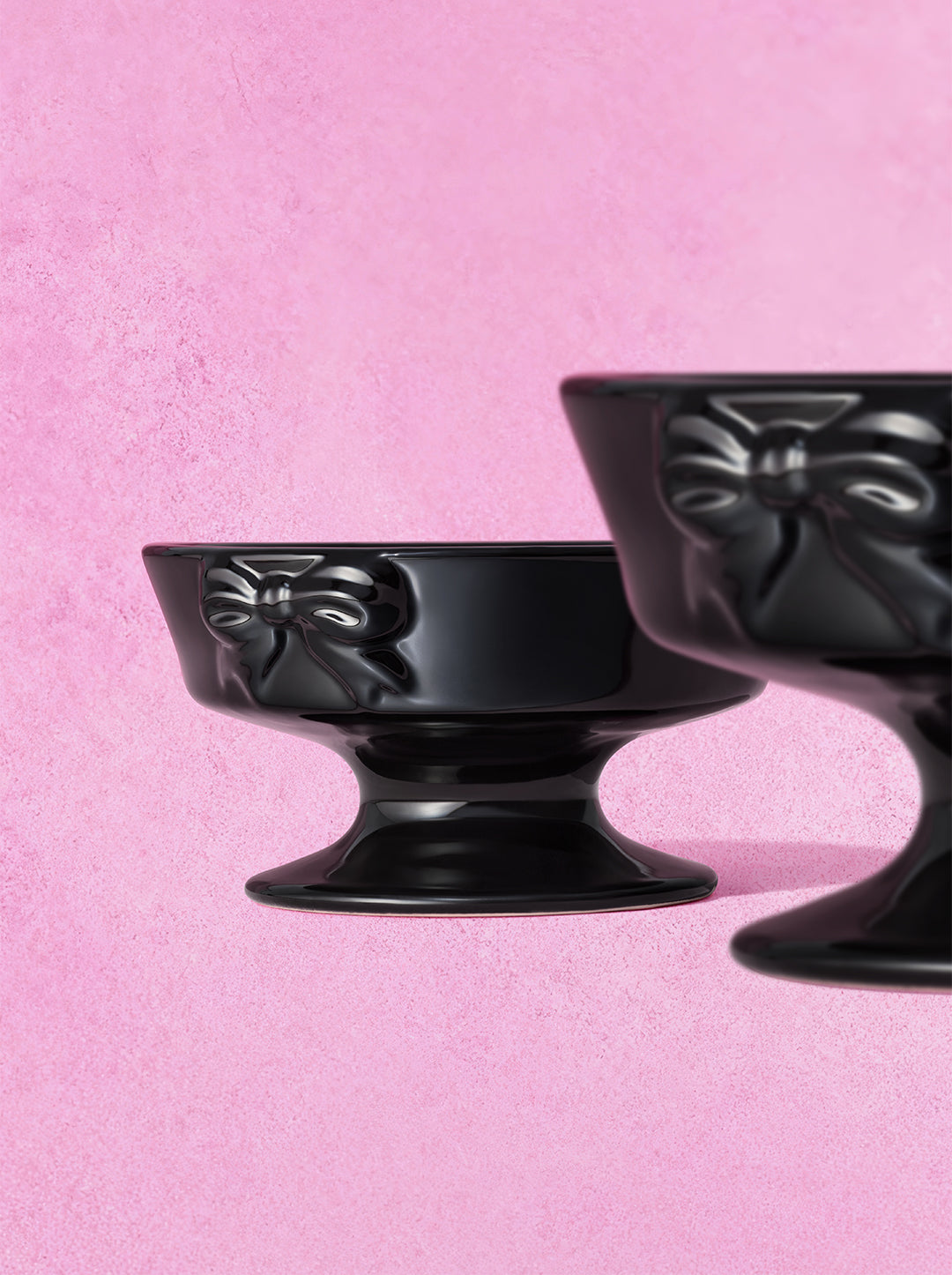 Bow de Noir Ceramic Pet Bowl