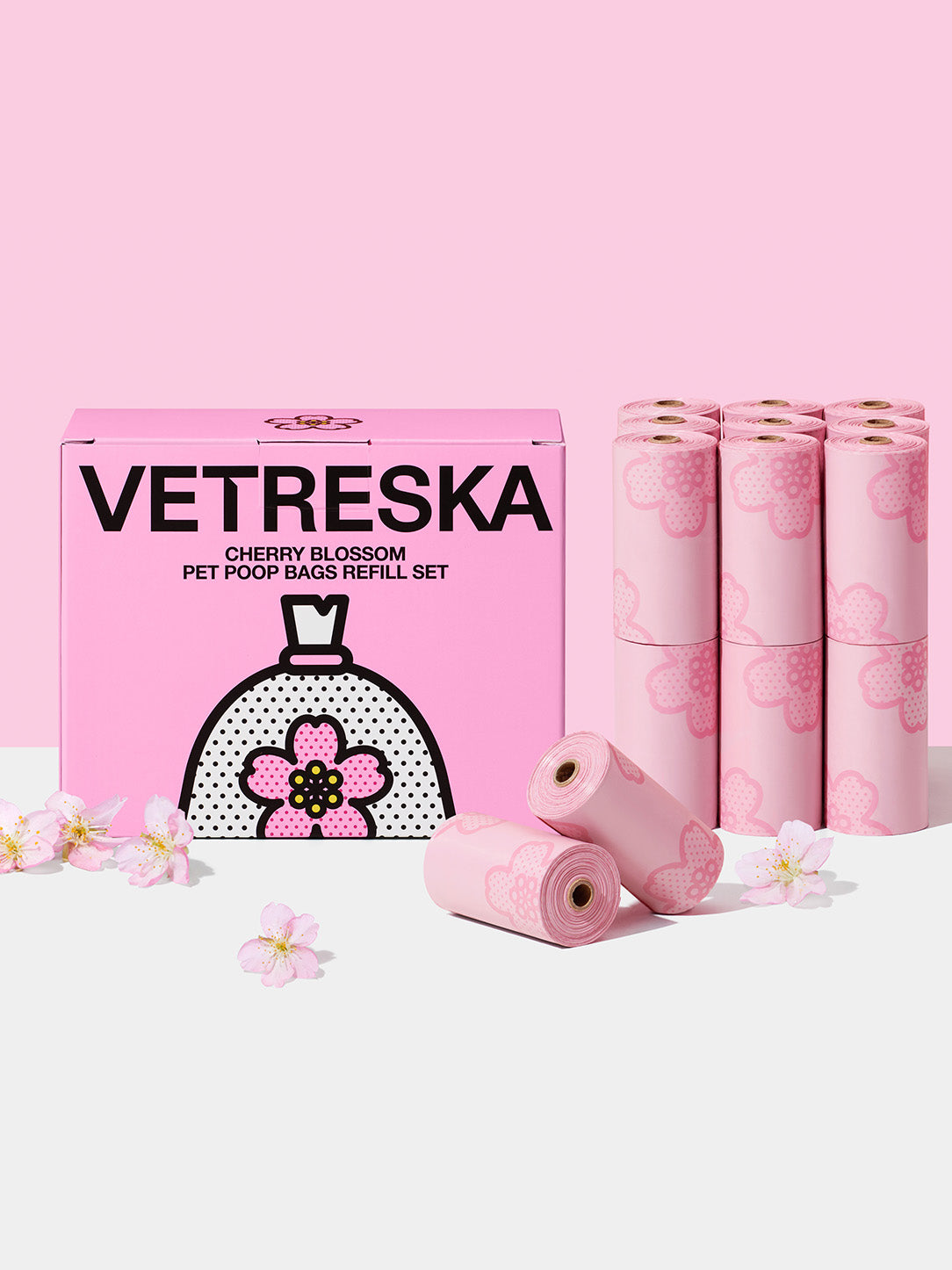 Cherry Blossom Pet Poop Bags Refill Set