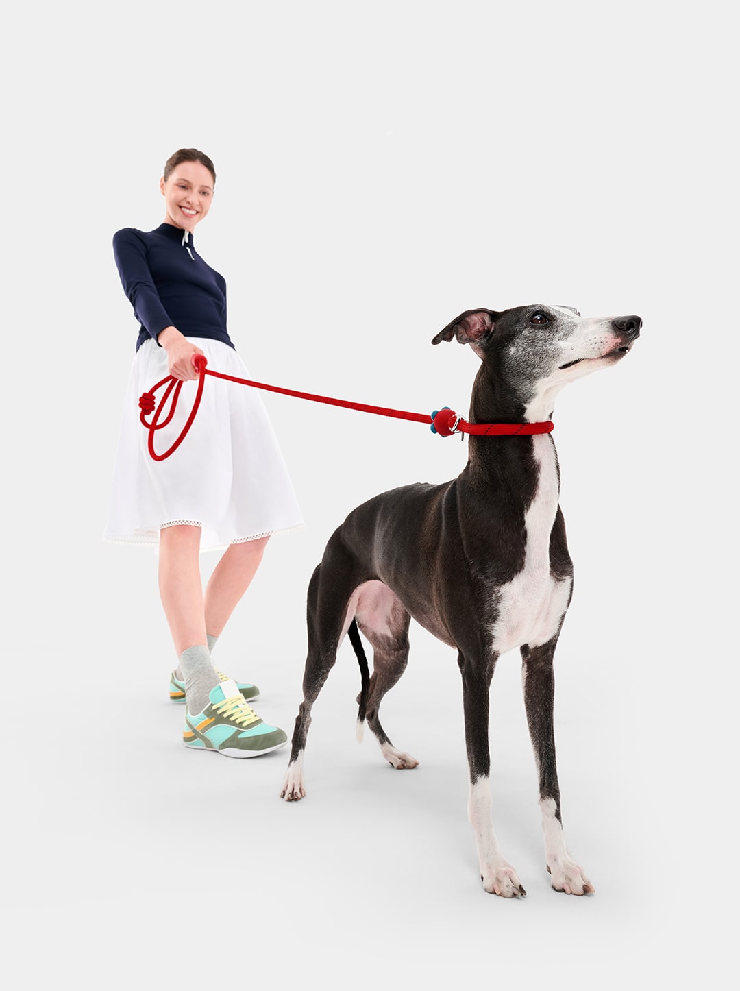 Connect Hands-Free Rope Leash For Pets - Strawberry