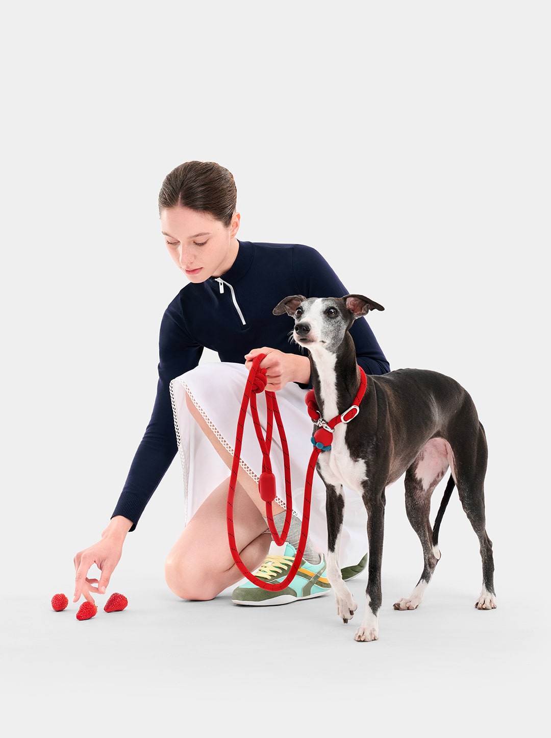 Connect Hands-Free Rope Leash For Pets - Strawberry
