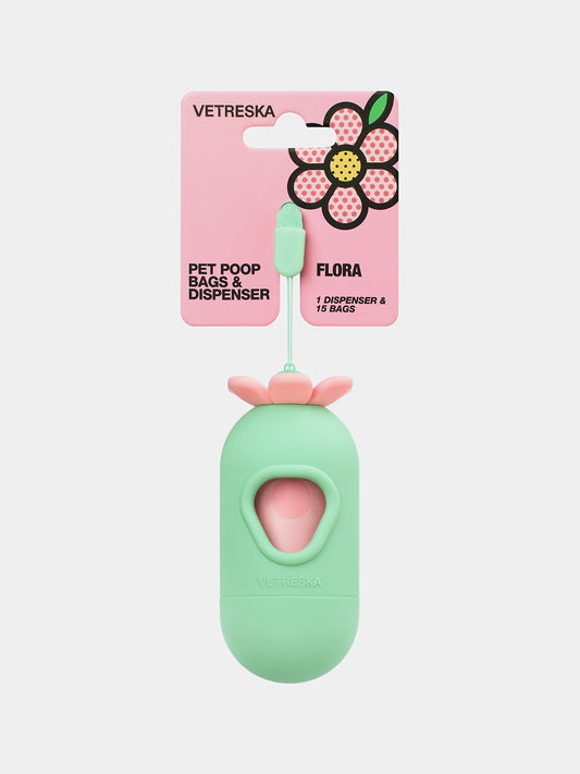 Flora Pet Poop Bags & Dispenser Set