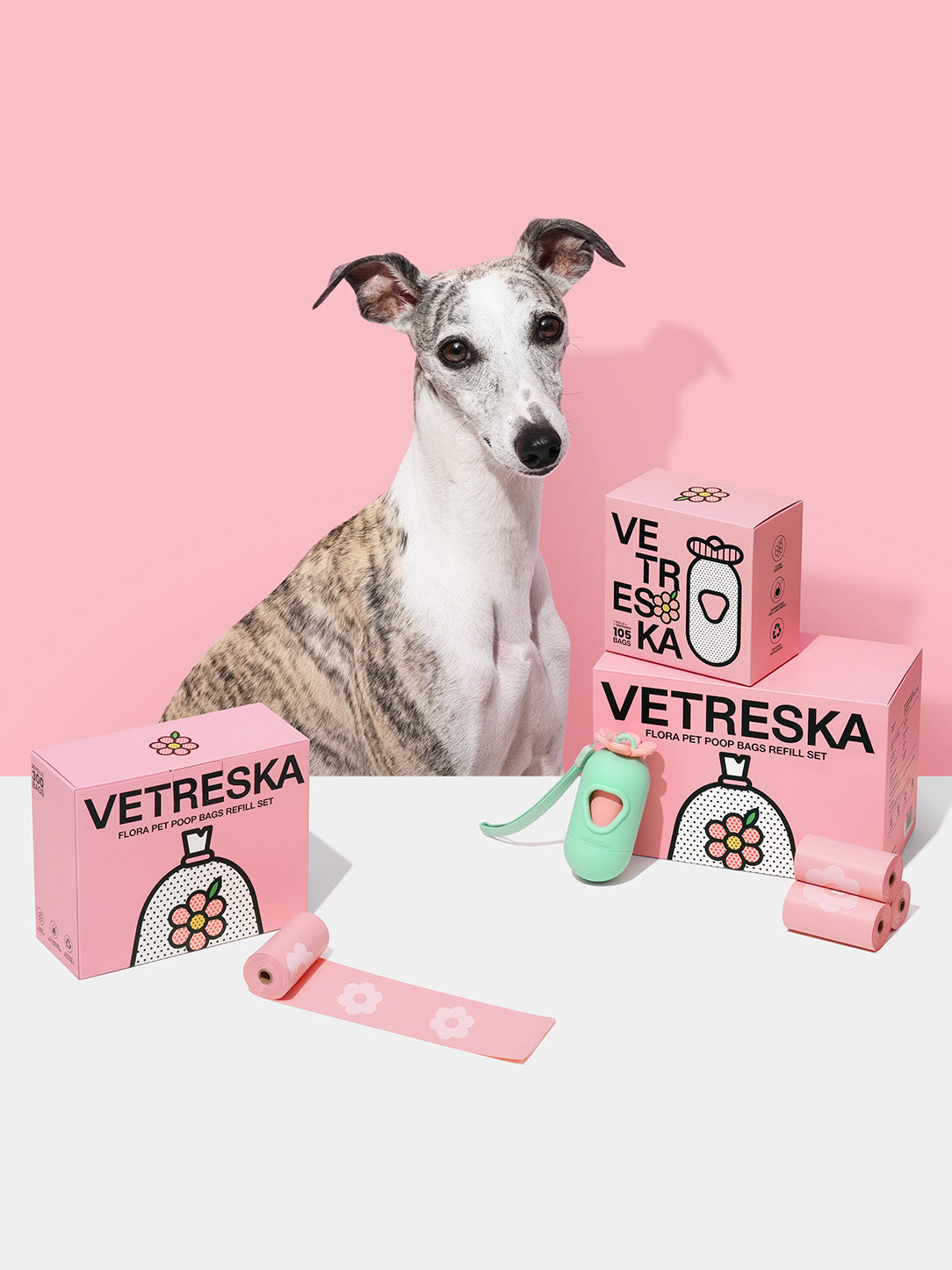 Flora Pet Poop Bags & Dispenser Set