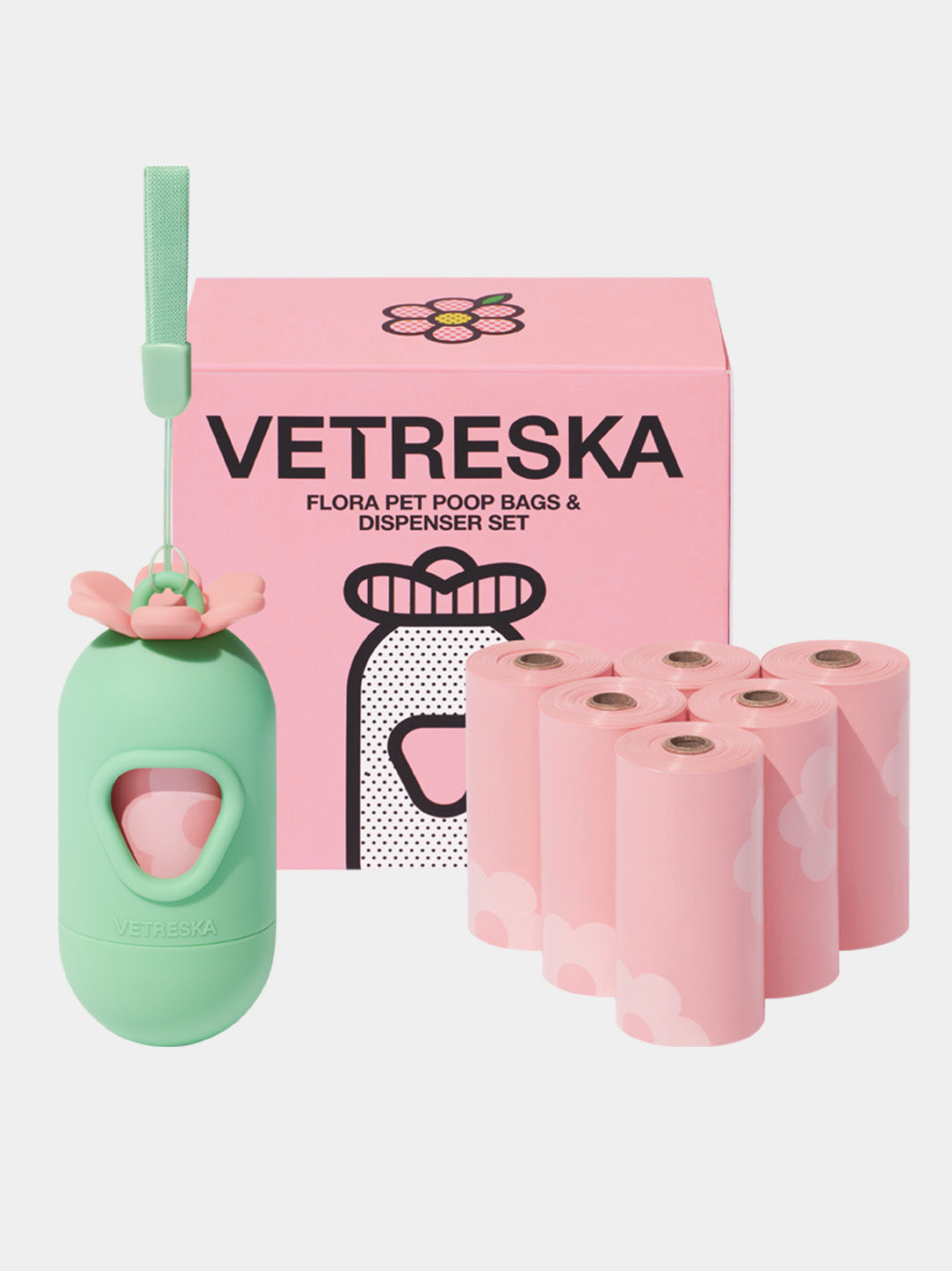 Flora Pet Poop Bags & Dispenser Set