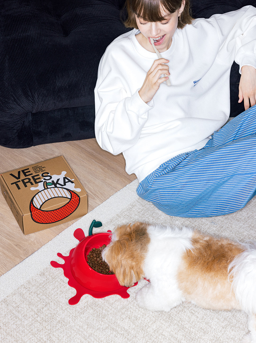 Juicy Cherry Pet Bowl, Spoon & Mat Set