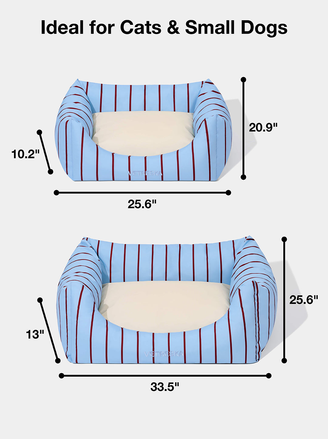 Mist And Merlot Pet Sofa - Azure & Stripes
