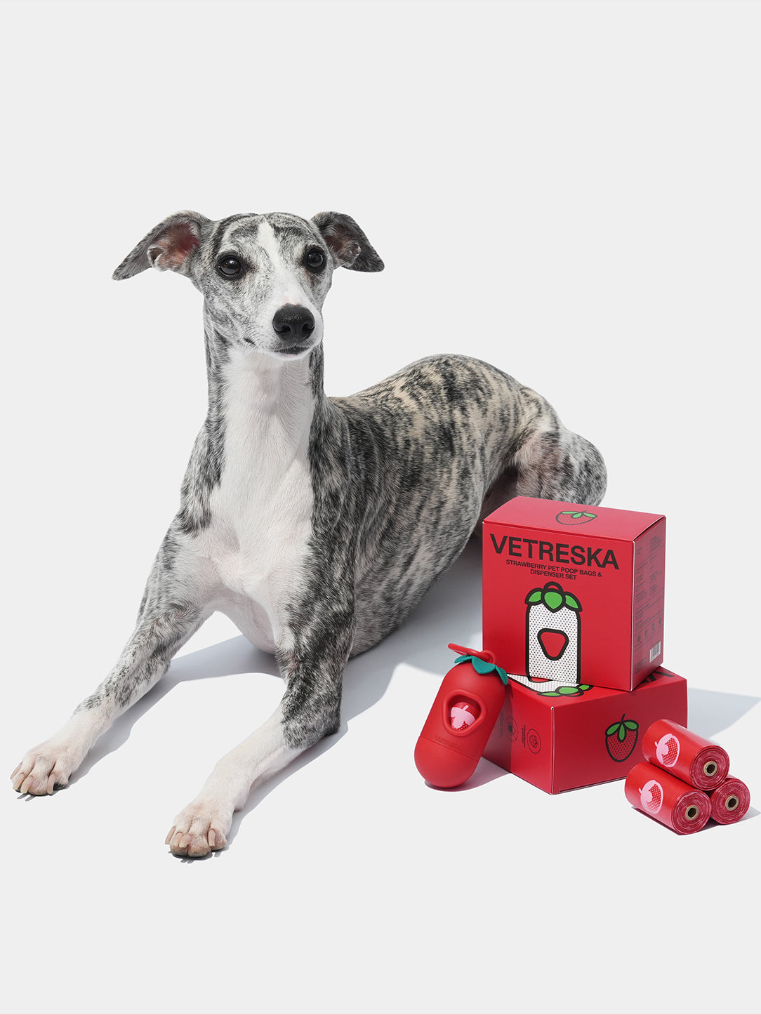 VETRESKA Strawberry Pet Poop Bags & Dispenser Set