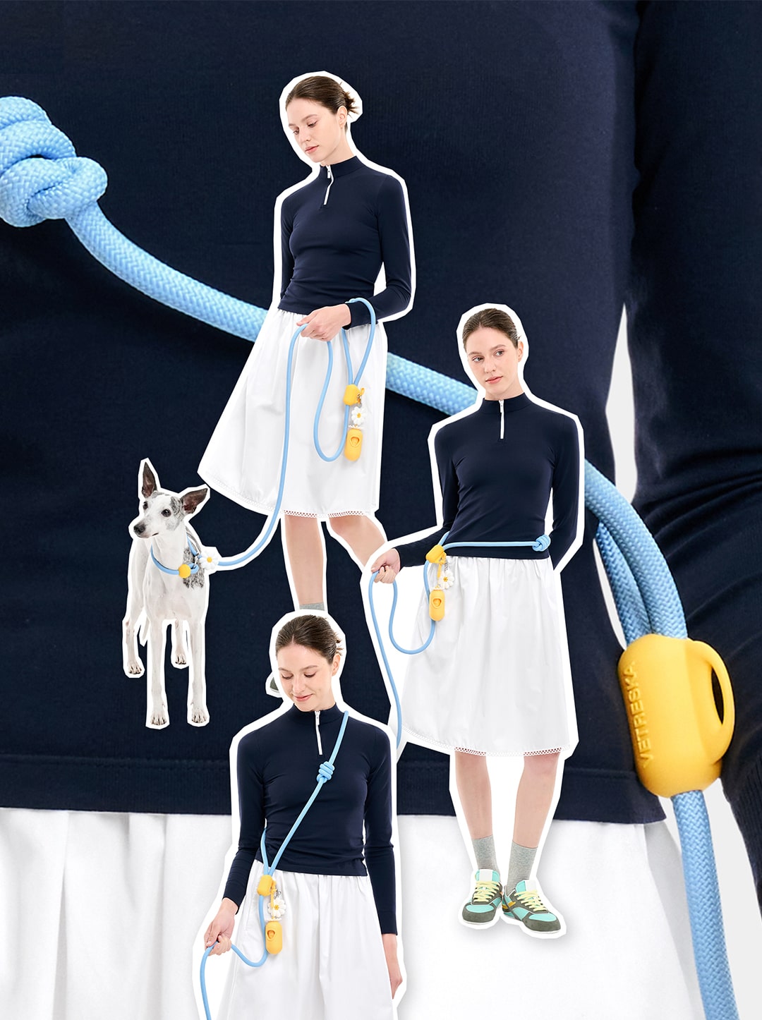 Connect 3 in 1 Walk Kit - Daisy (Hands-Free Rope Leash, Hands-Free Poop Bag Clip, Dipsenser & Poop Bags)