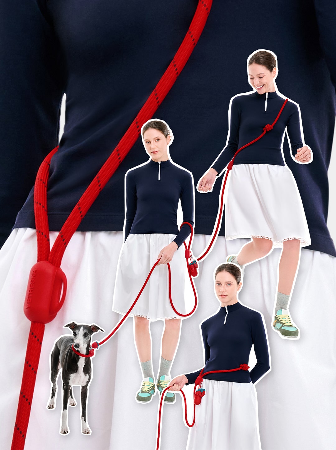 Connect 3 in 1 Walk Kit - Strawberry (Hands-Free Rope Leash, Hands-Free Poop Bag Clip, Dipsenser & Poop Bags)