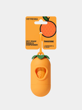 Tangerine Poop Bags & Dispenser Set