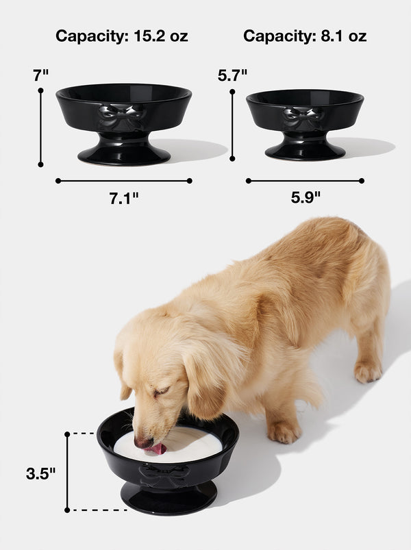 Bow de Noir Ceramic Pet Bowl