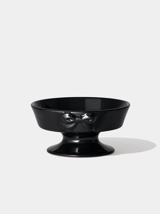 Bow de Noir Ceramic Pet Bowl Cat