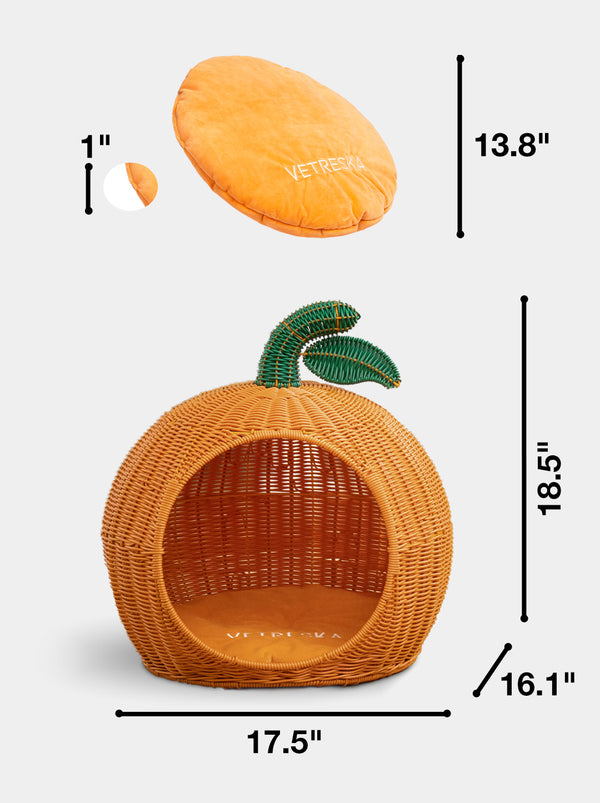Tangerine Rattan Pet Bed