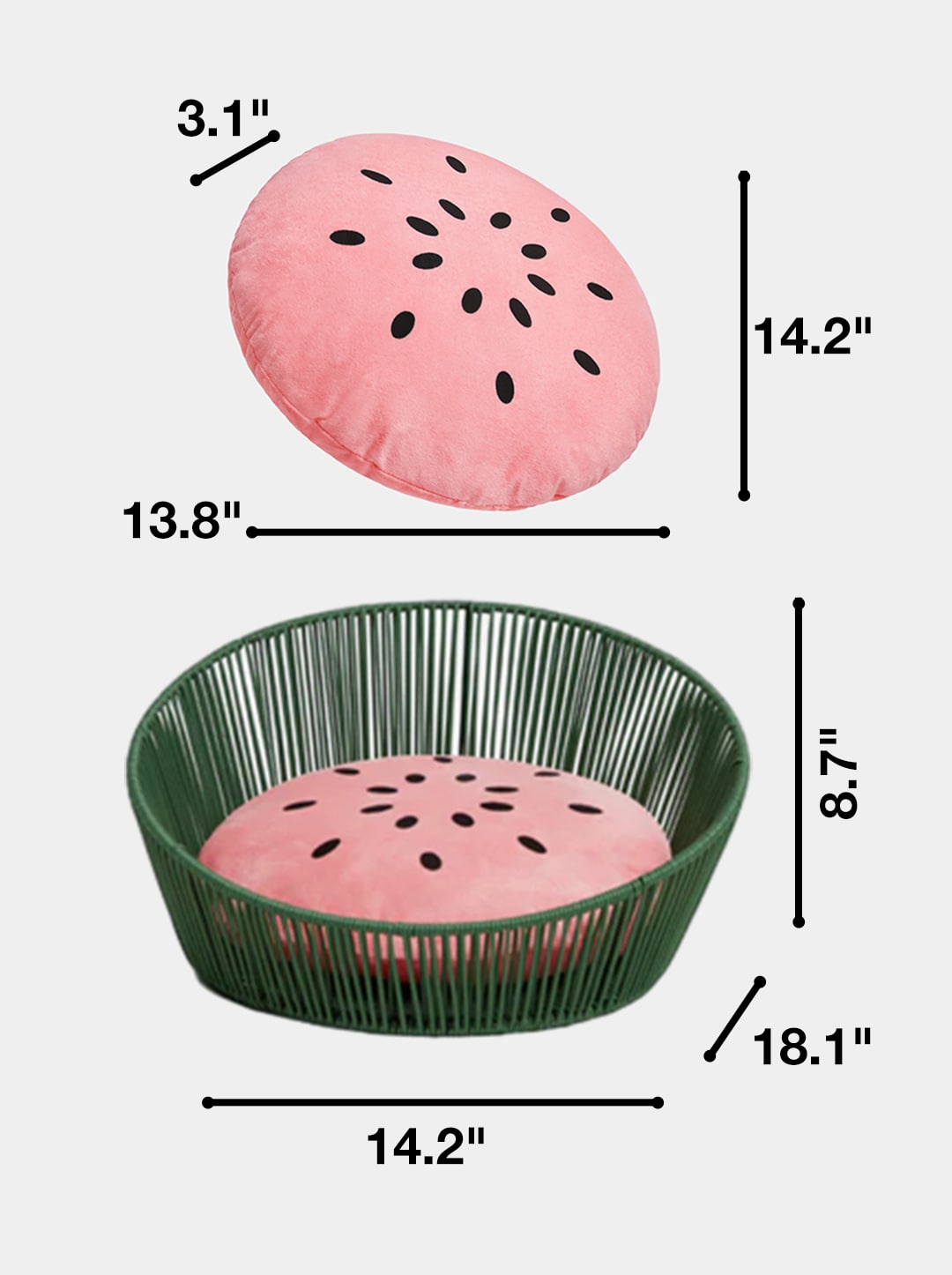 Watermelon Rattan Pet Bed