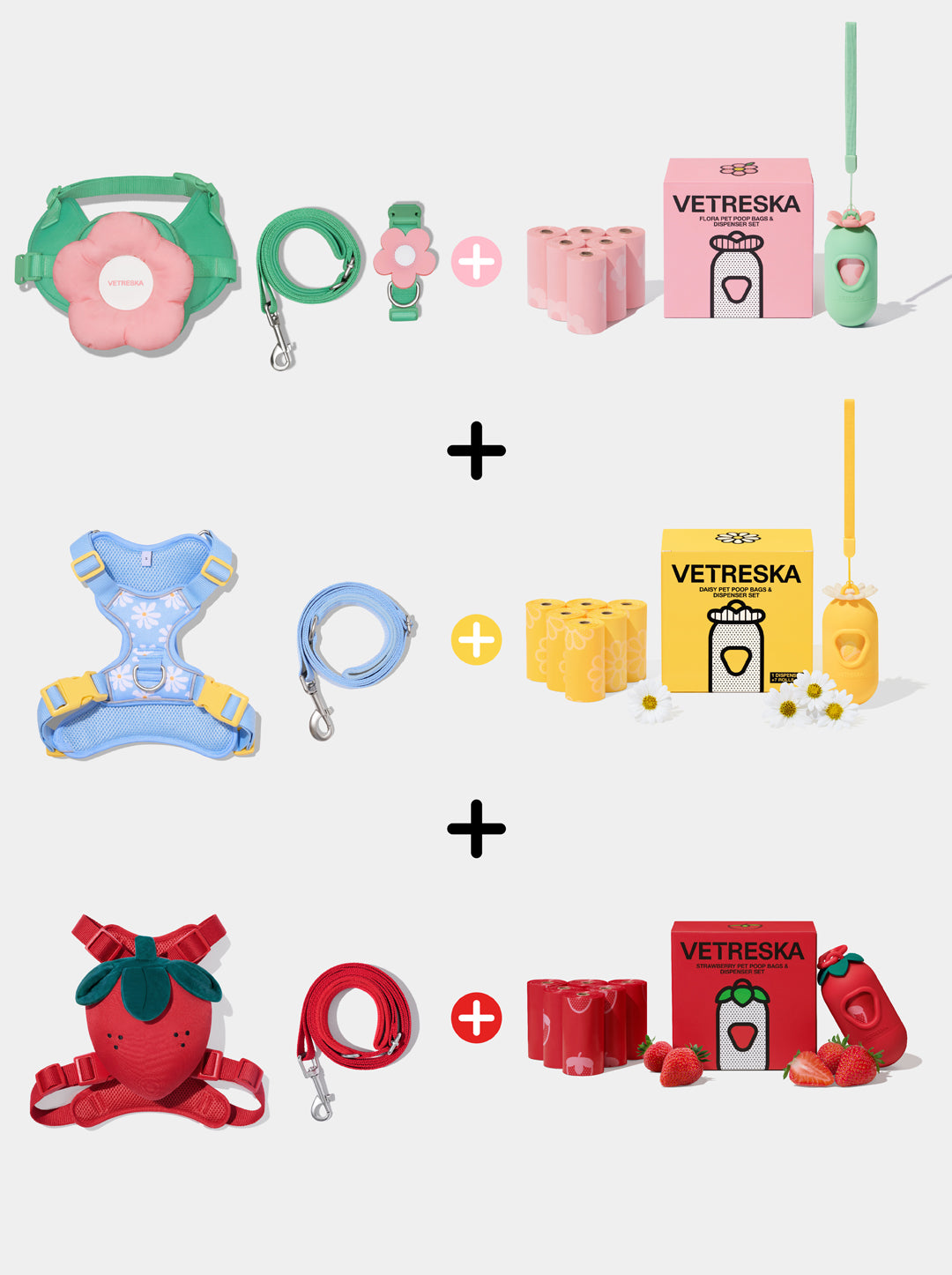 VETRESKA Harness & Leash Set Bundle – The Bloom & Berry Kit