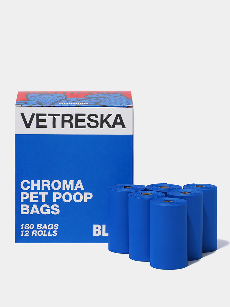 Chroma Pet Poop Bags Refill Set (12 Rolls) – Blue