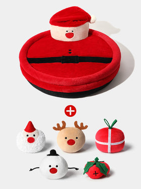 Festive Feline Retreat: Santa Paws Cushion & Festive Fluff-Nip Play Set