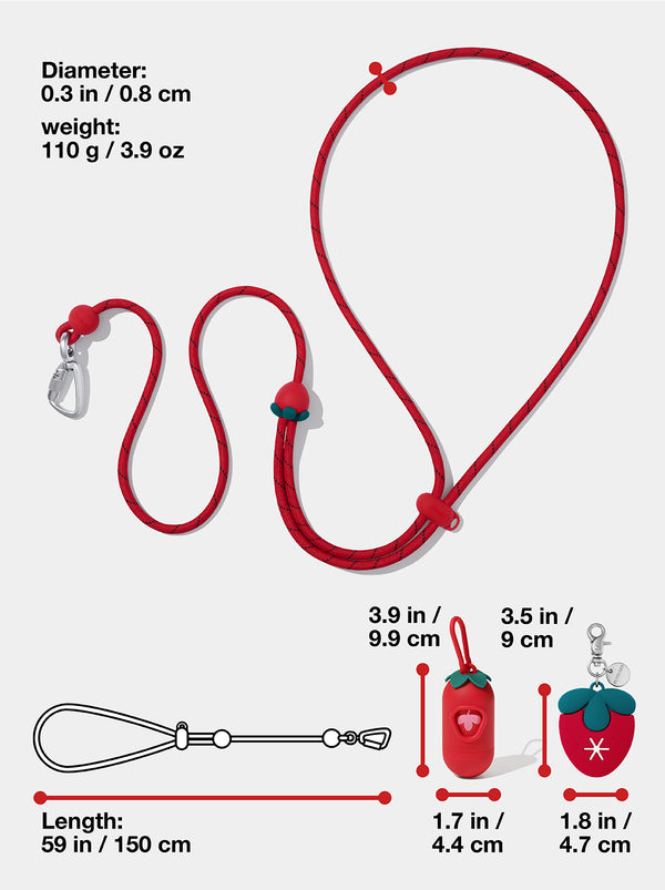 Connect Premium Classic Rope Leash Walk Kit - Strawberry