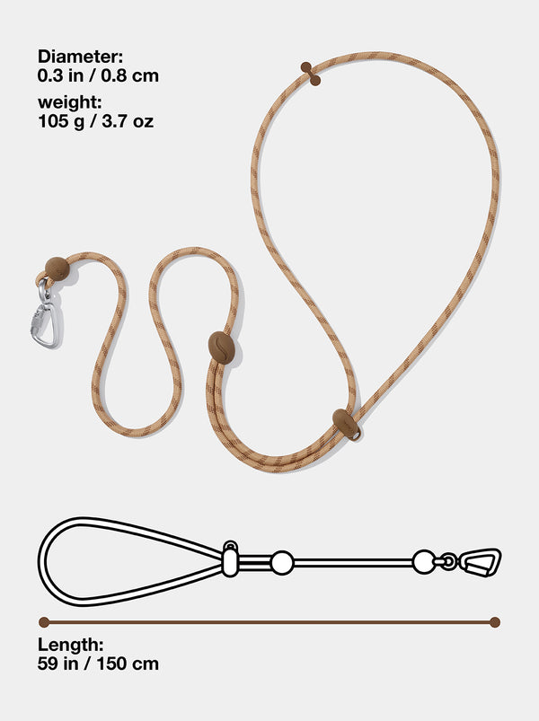 Connect Premium Classic Rope Leash - Coffee