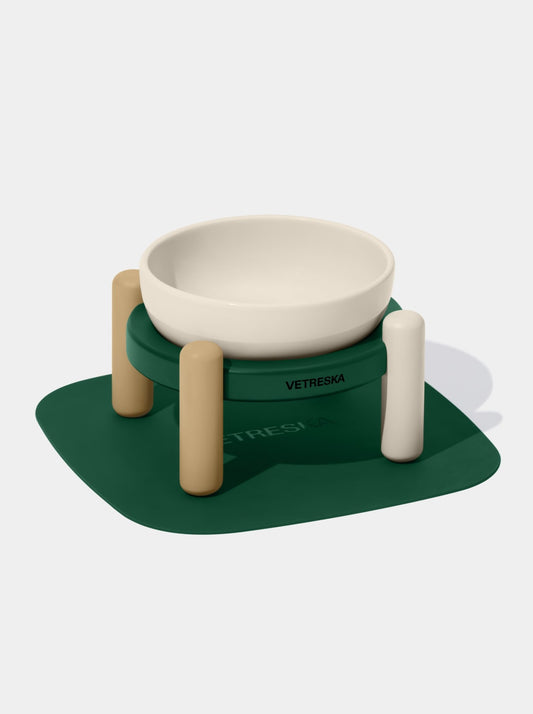Santal Forest Ceramic Pet Bowl & Mat Set