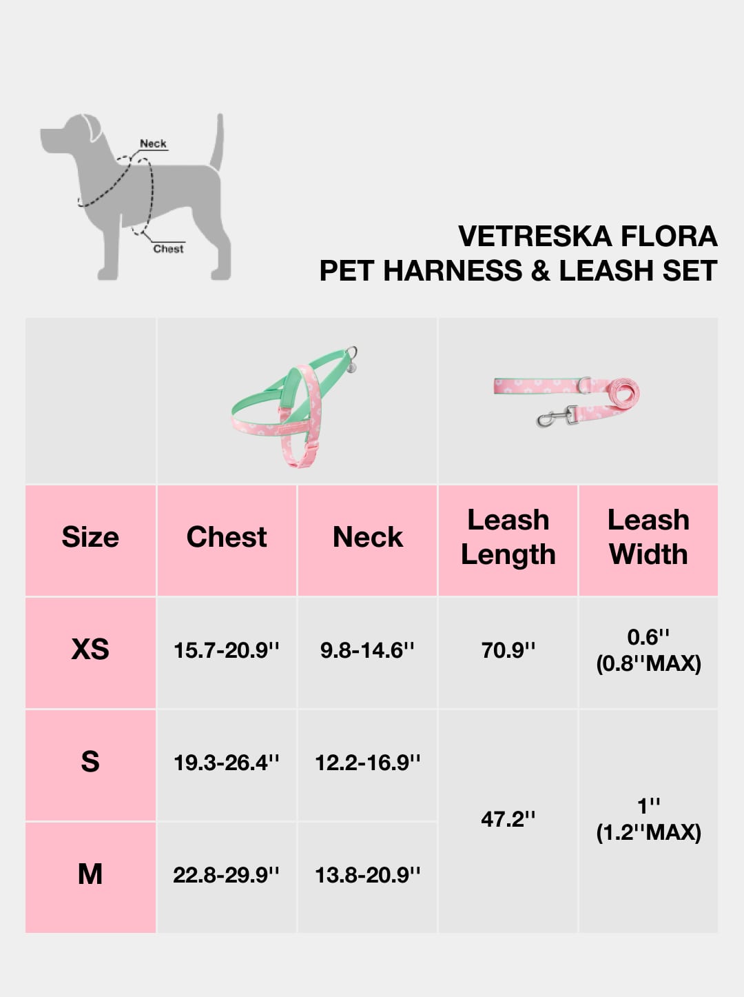 Flora Pet Harness & Leash Set