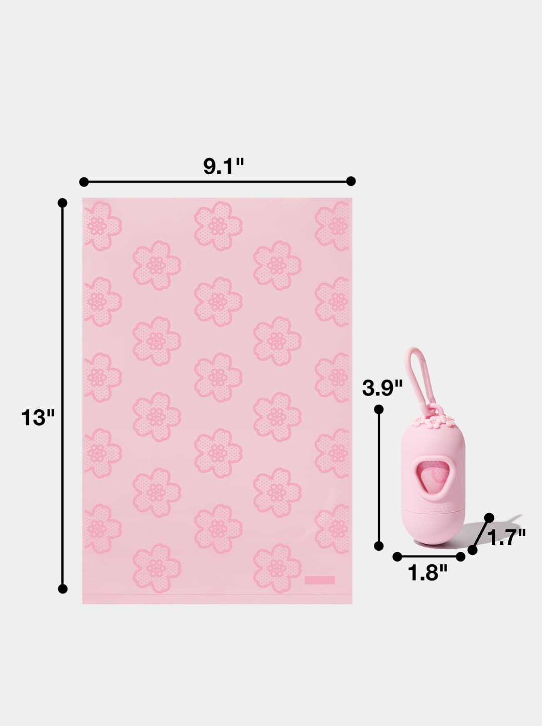 Cherry Blossom Pet Poop Bags & Dispenser Set (1 Dispenser + 7 Rolls)