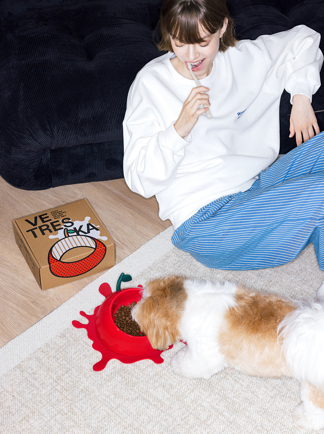 Juicy Cherry Pet Bowl, Spoon & Mat Set