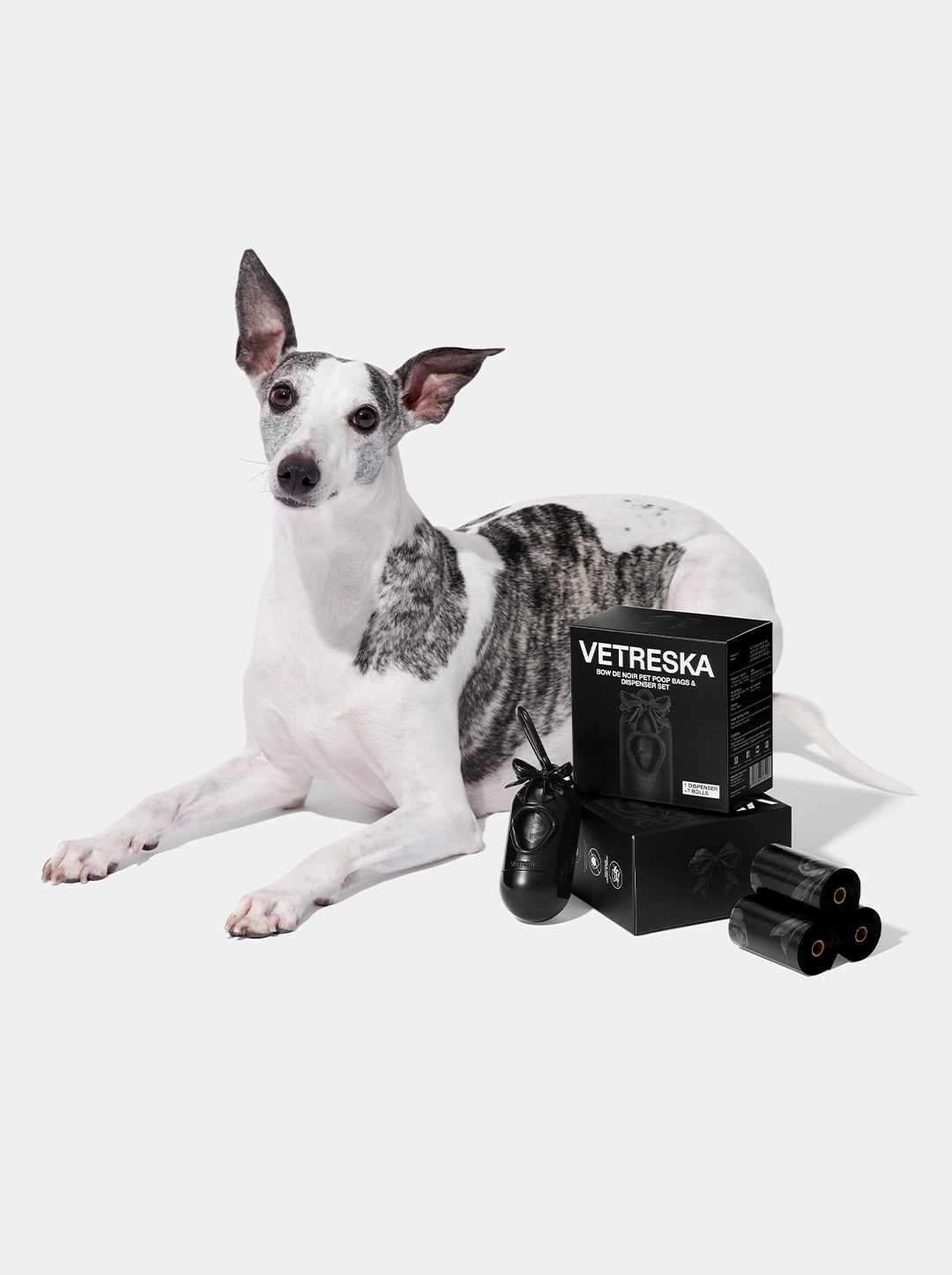 Bow De Noir Pet Poop Bags & Dispenser Set