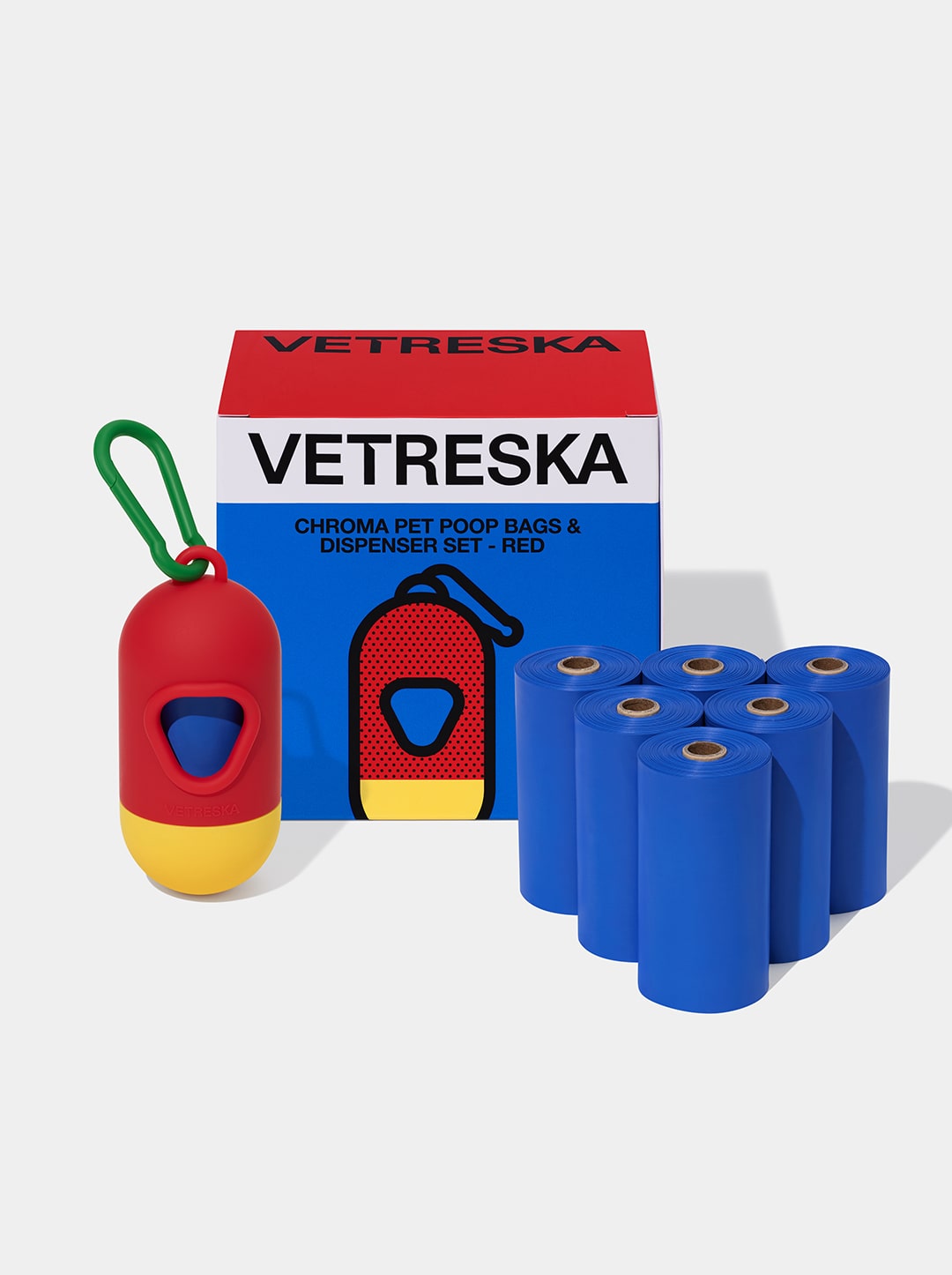 Chroma Poop Bags & Dispenser Set - Red