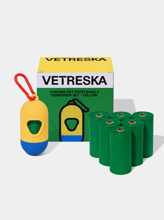 Chroma Poop Bags & Dispenser Set - Yellow