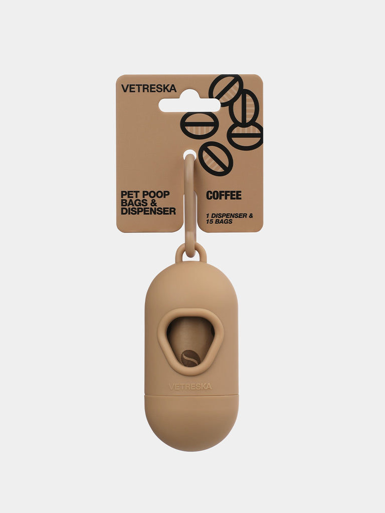 Coffee Pet Poop Bags & Dispenser Set (1 Dispenser + 1 Roll)