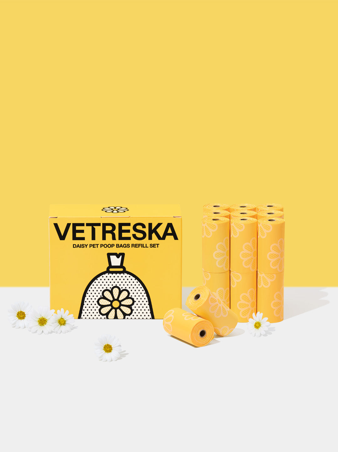 Vetreska Daisy Pet Poop Bag Refill Set (20 Rolls)