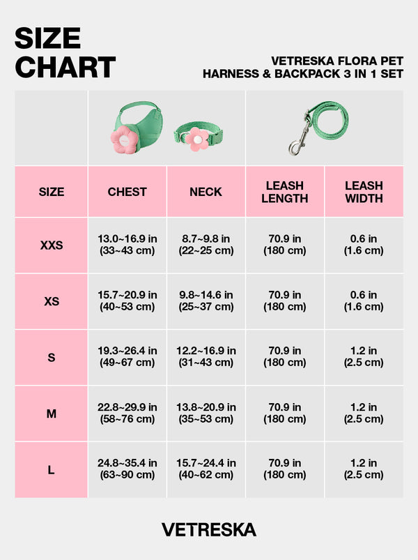 Flora Pet Backpack, Harness & Leash 3 In 1 Set