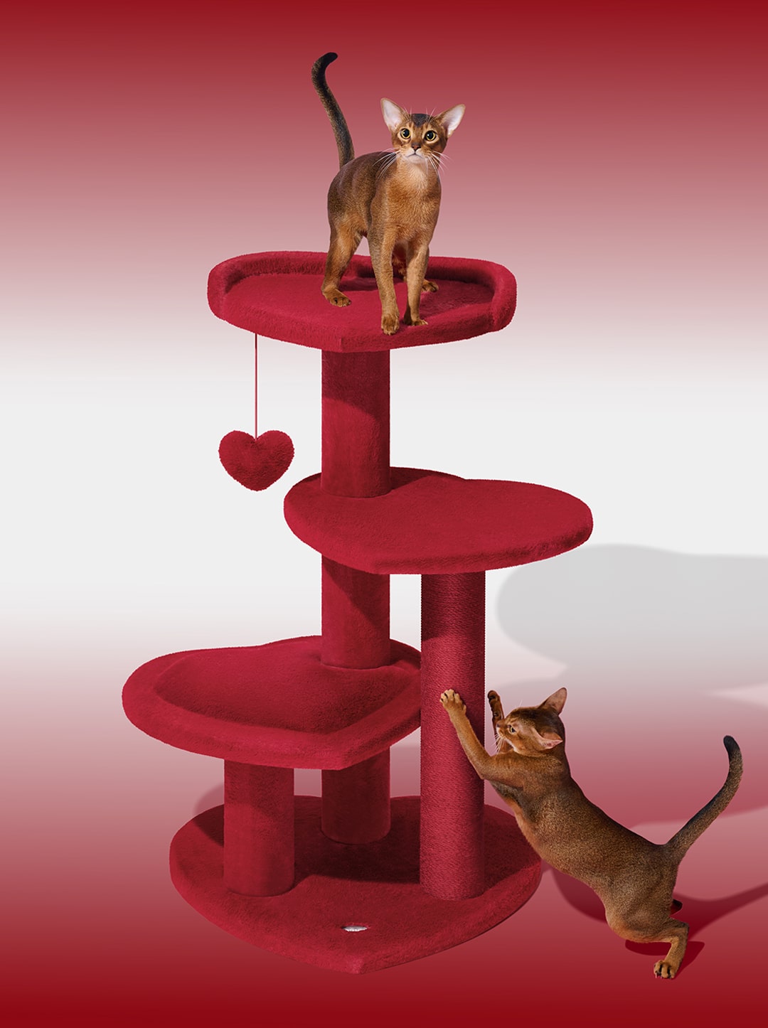 Heartpurrouge Cat Climber - Four Platforms