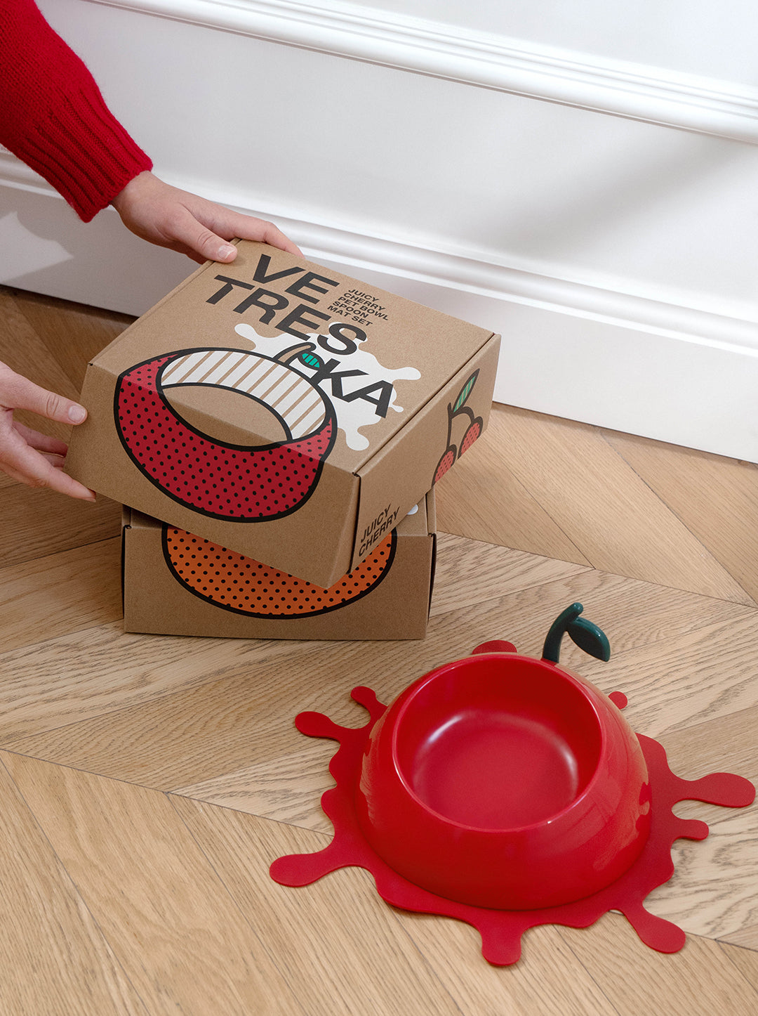 Juicy Cherry Pet Bowl, Spoon & Mat Set