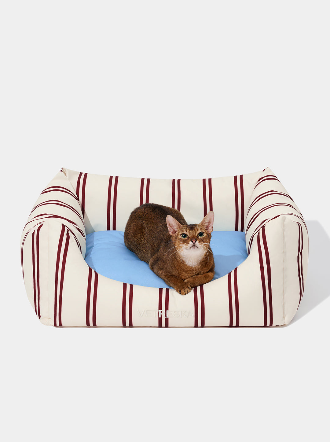 Mist And Merlot Pet Sofa - Cream & Stripes