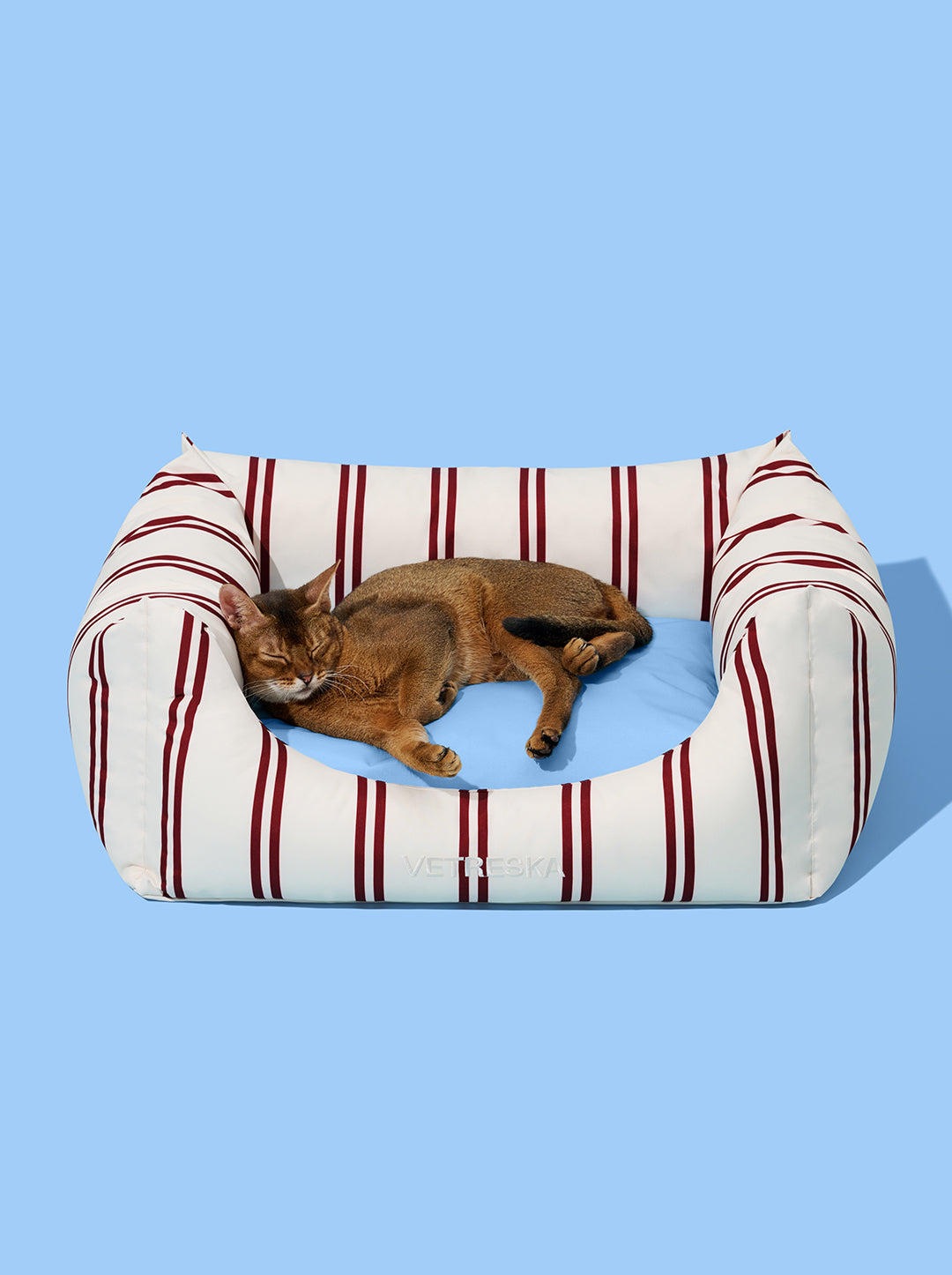 Mist And Merlot Pet Sofa - Cream & Stripes