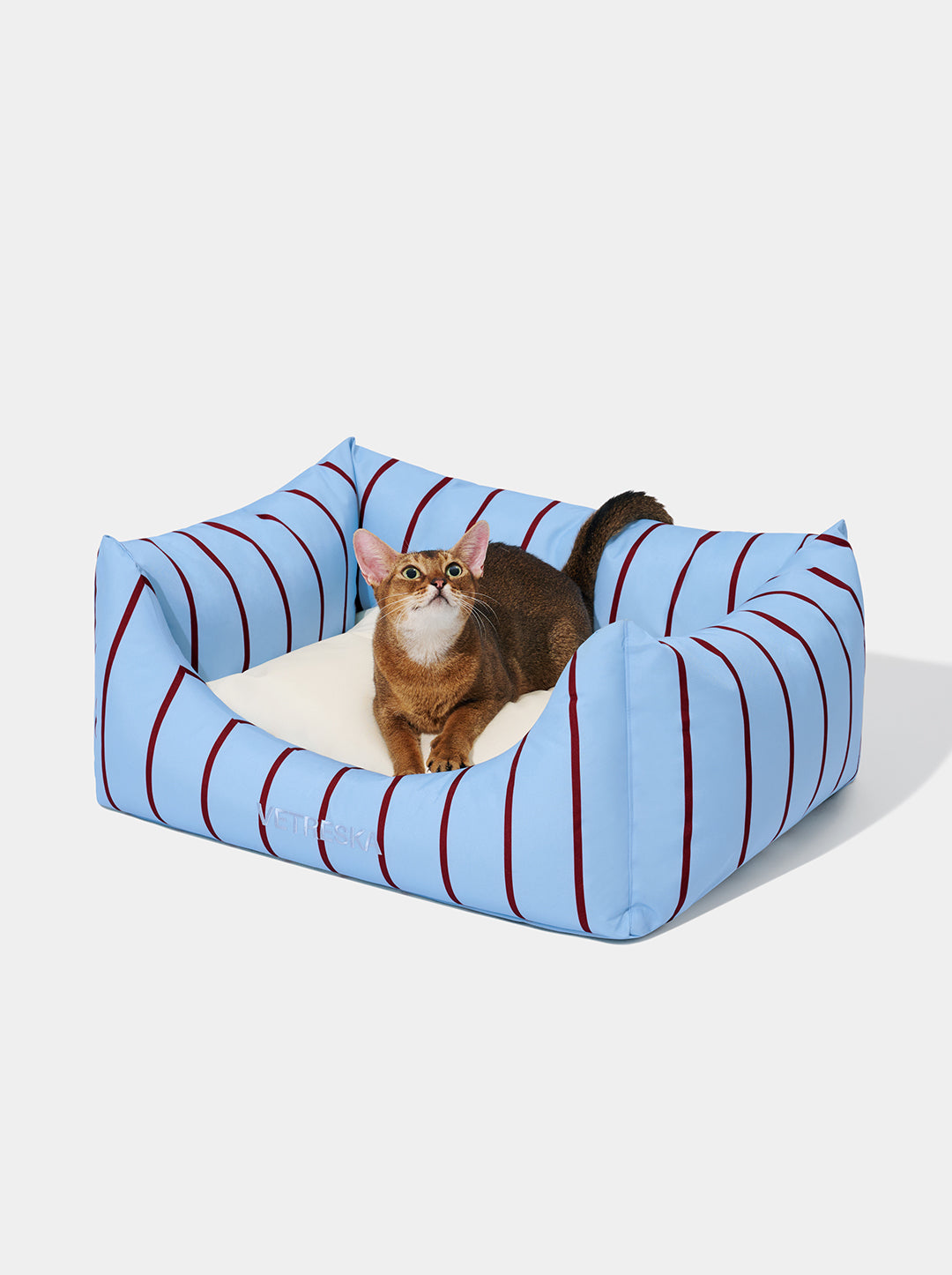 Mist And Merlot Pet Sofa - Azure & Stripes