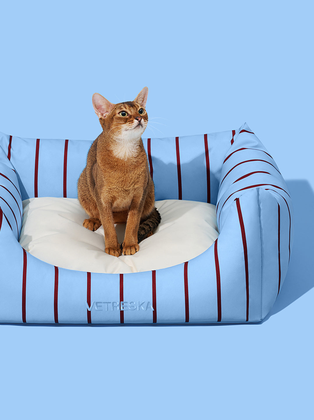 Mist And Merlot Pet Sofa - Azure & Stripes