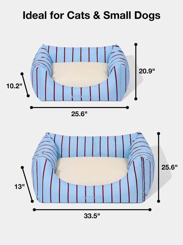Mist And Merlot Pet Sofa - Azure & Stripes