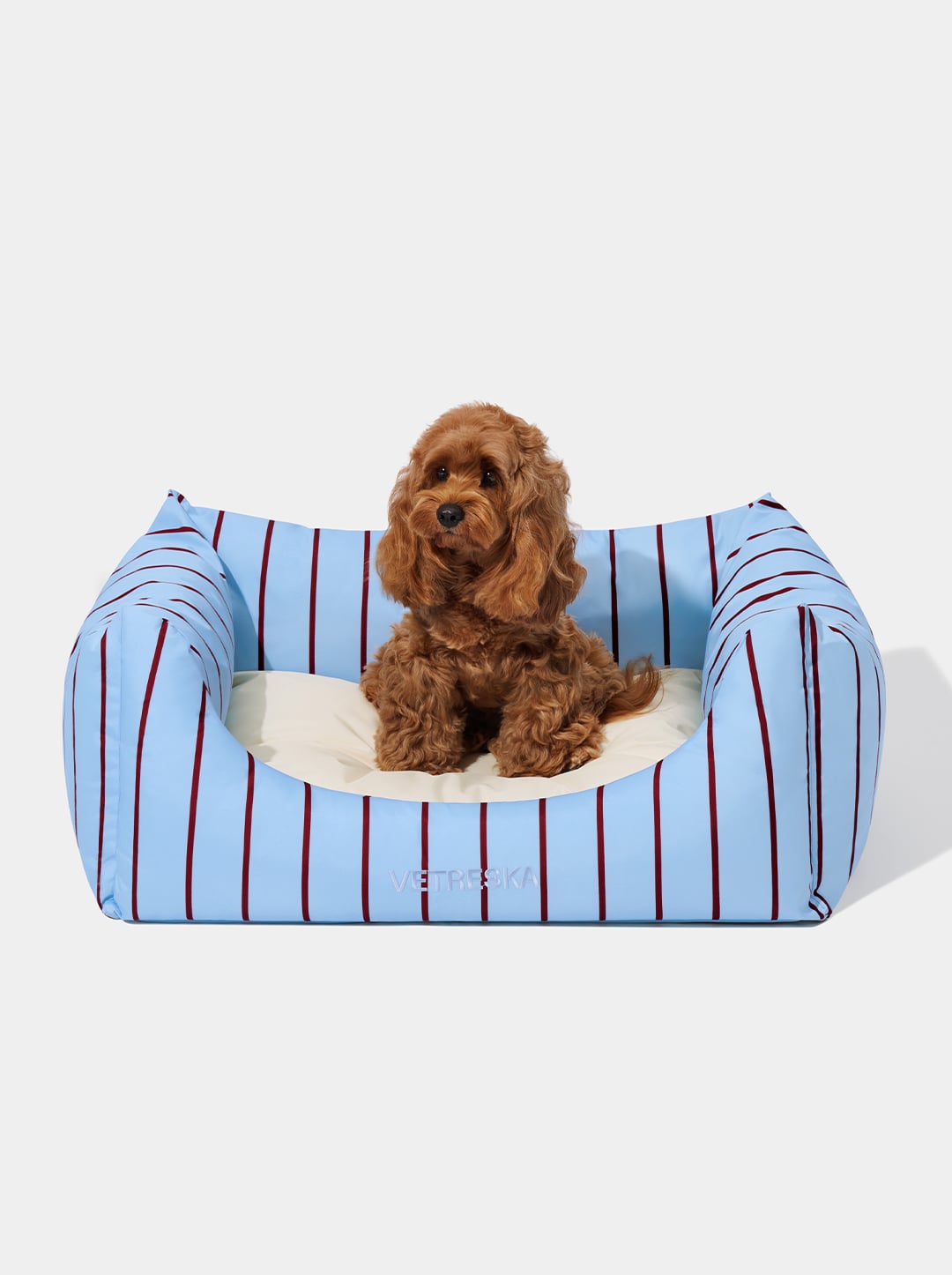 Mist And Merlot Pet Sofa - Azure & Stripes