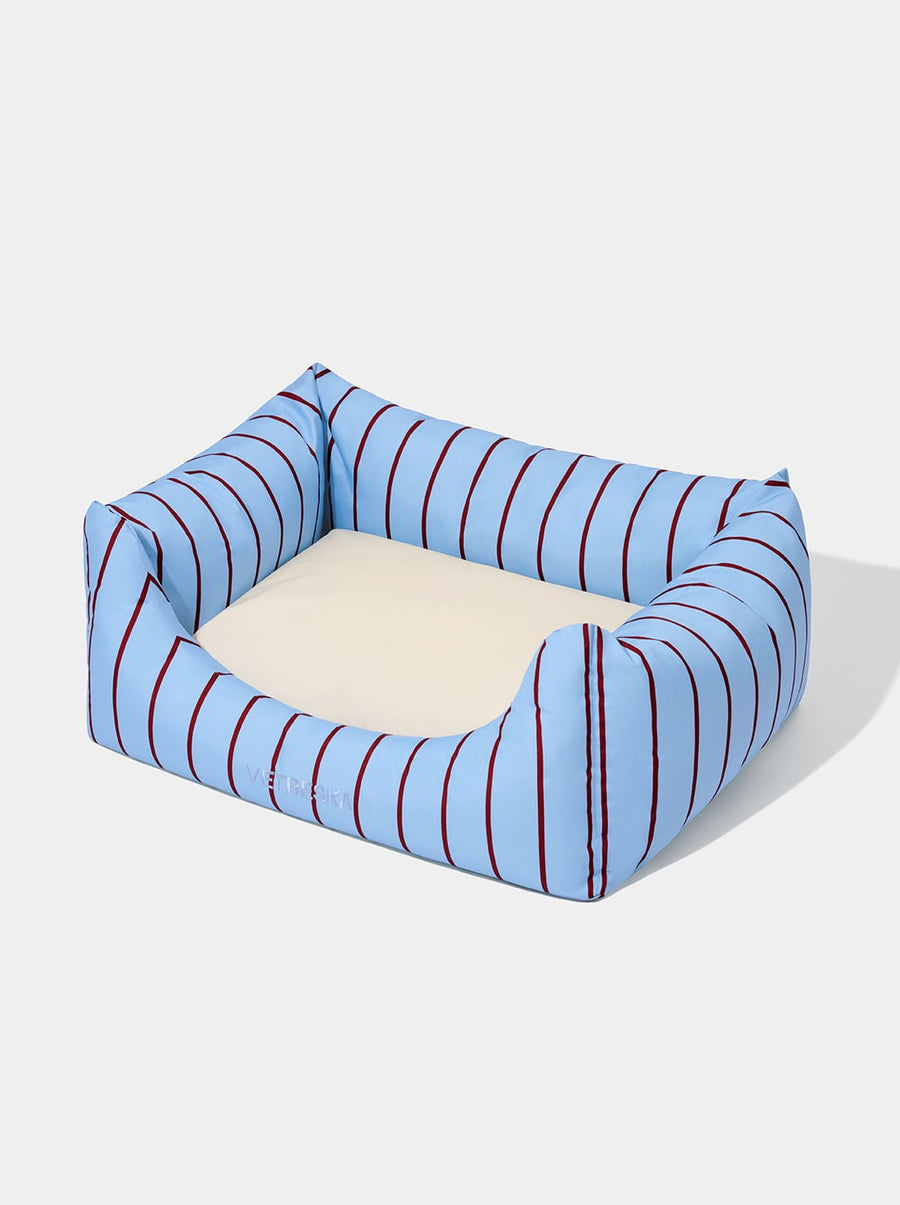 Mist And Merlot Pet Sofa - Azure & Stripes