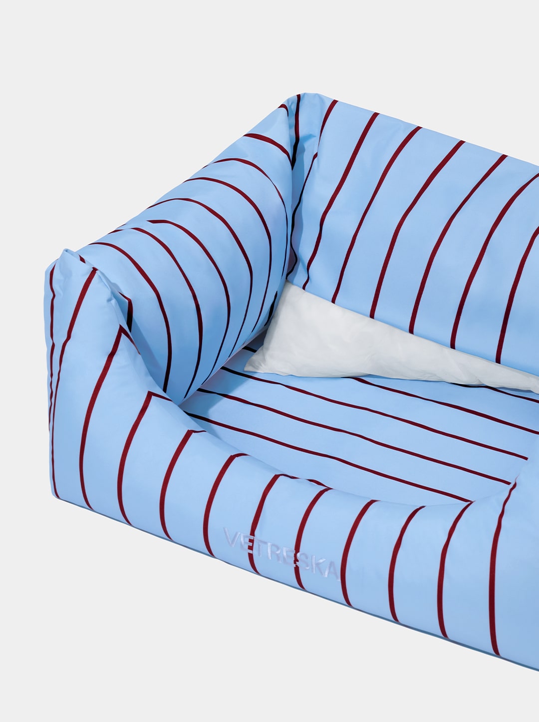 Mist And Merlot Pet Sofa - Azure & Stripes