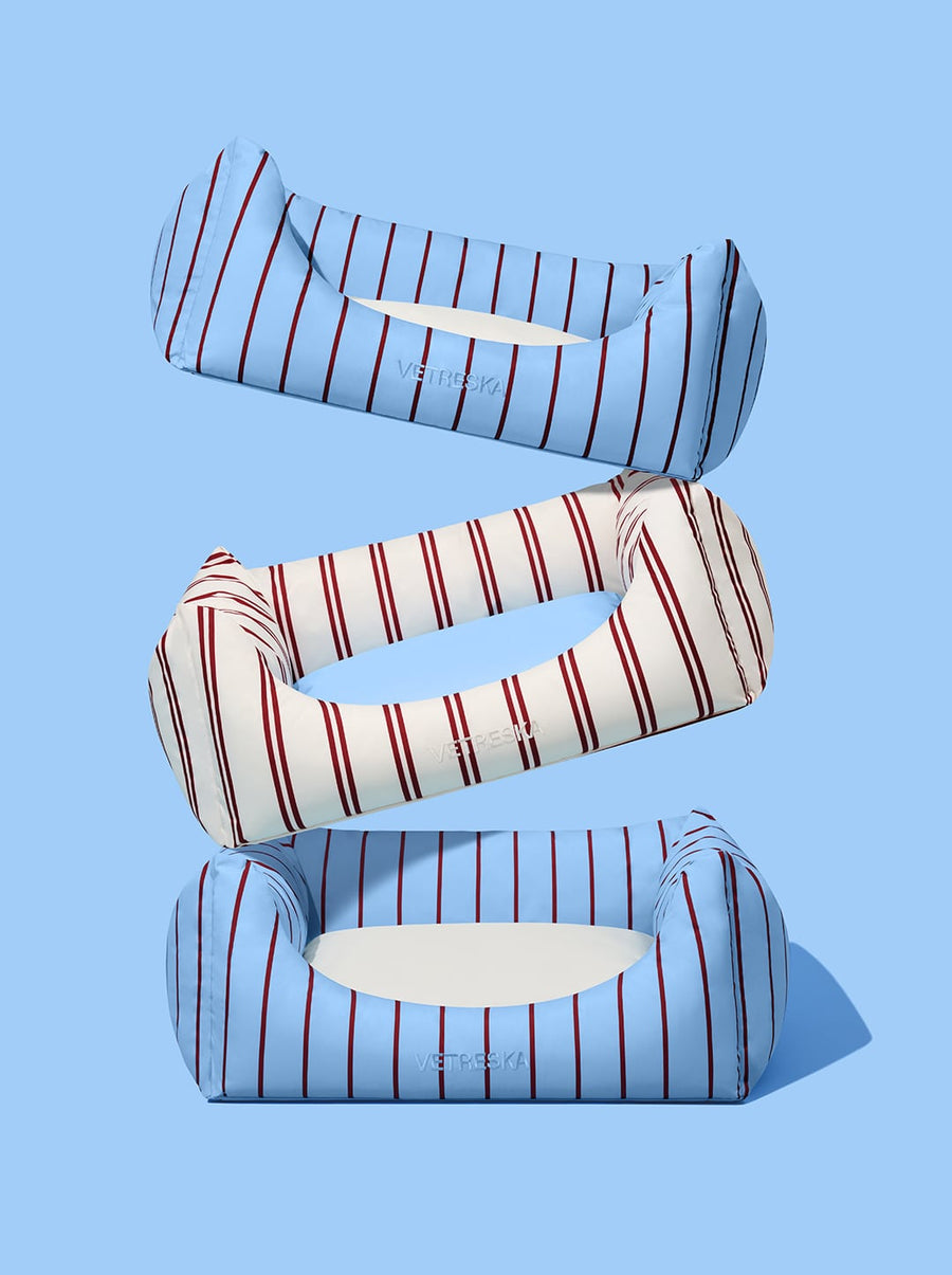 Mist And Merlot Pet Sofa - Cream & Stripes
