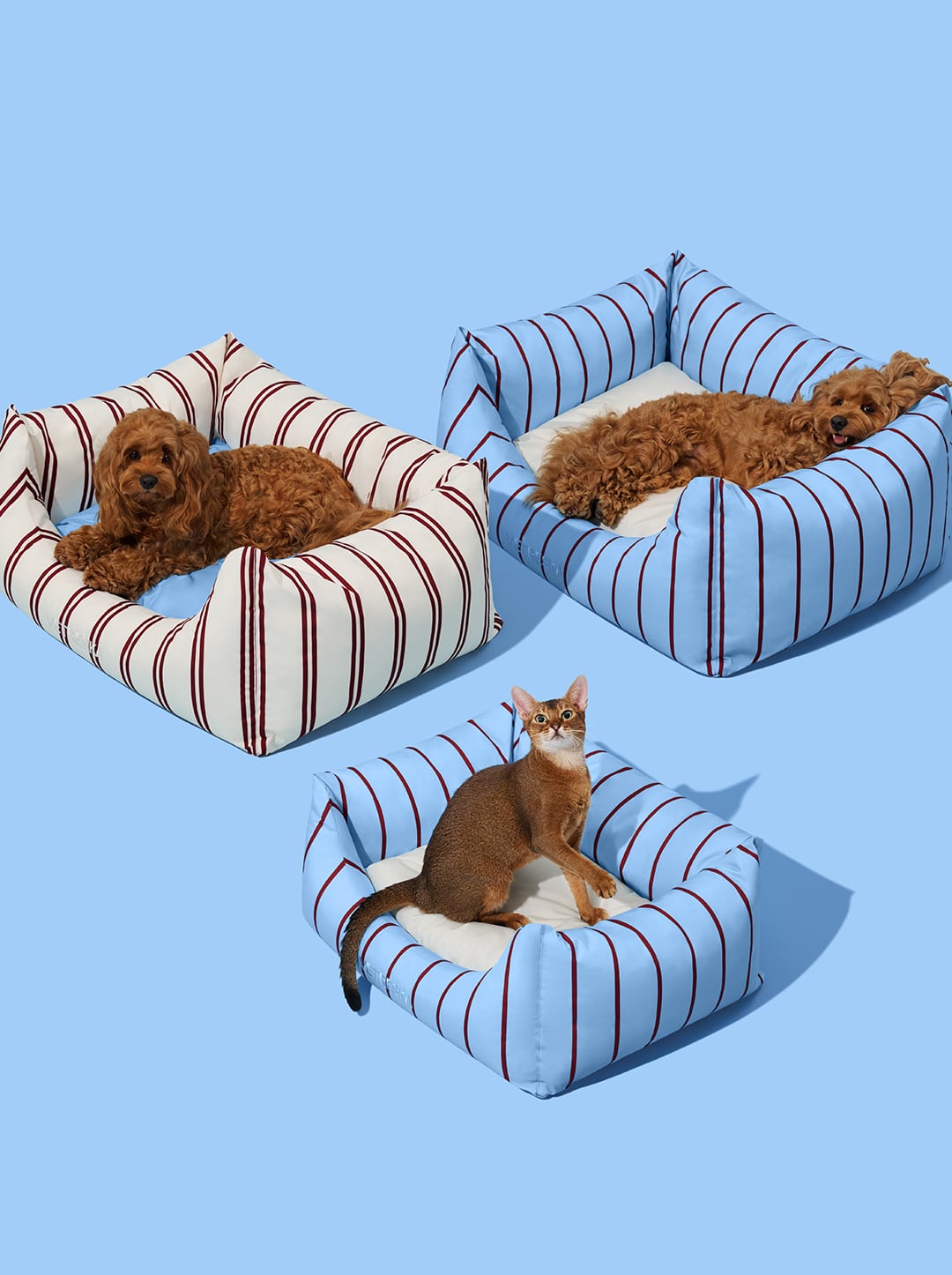 Mist And Merlot Pet Sofa - Cream & Stripes