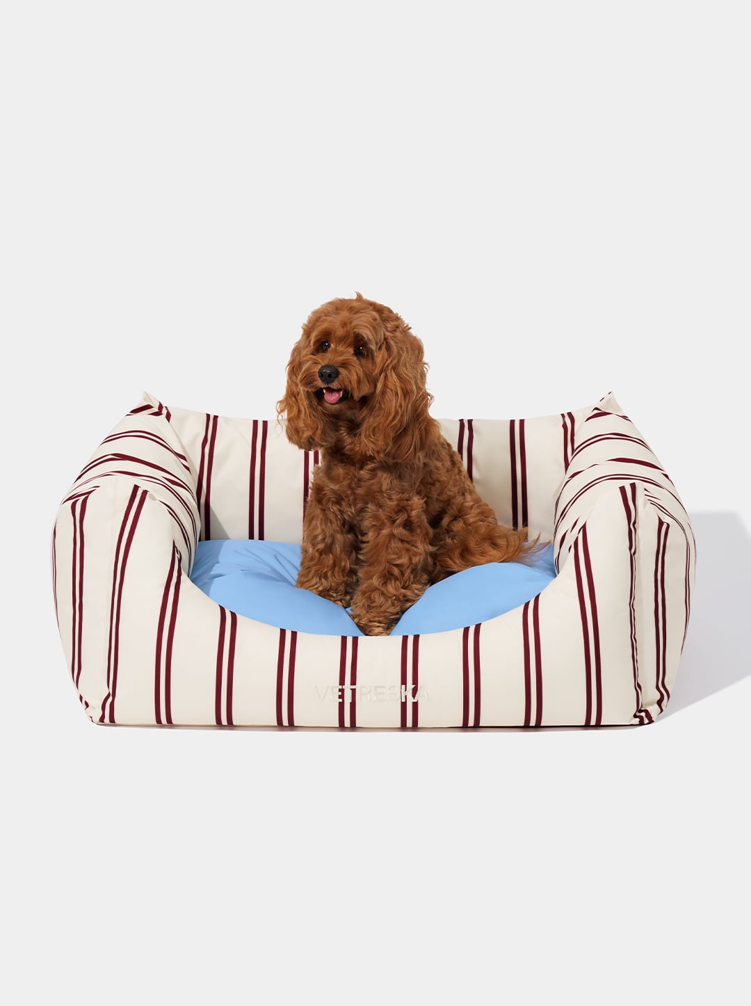 Mist And Merlot Pet Sofa - Cream & Stripes