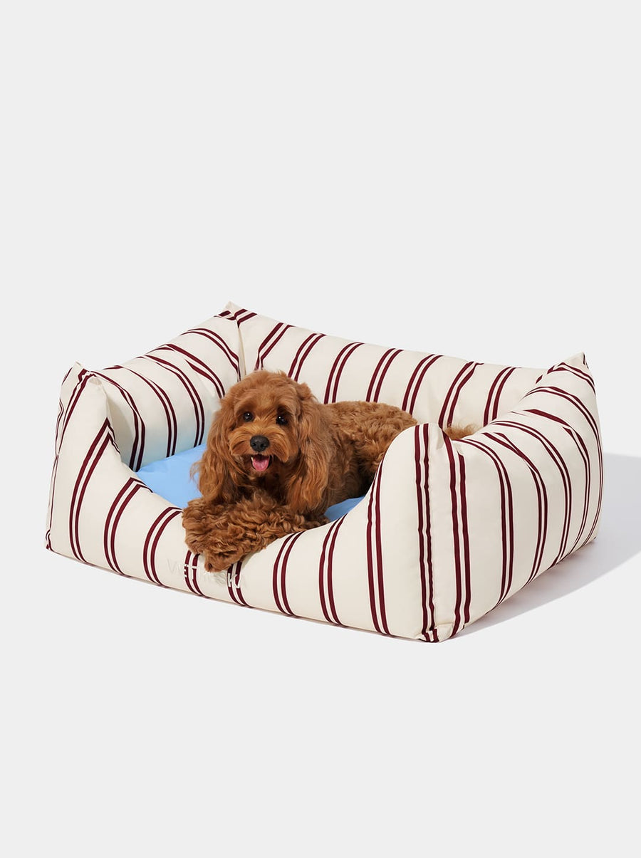 Mist And Merlot Pet Sofa - Cream & Stripes