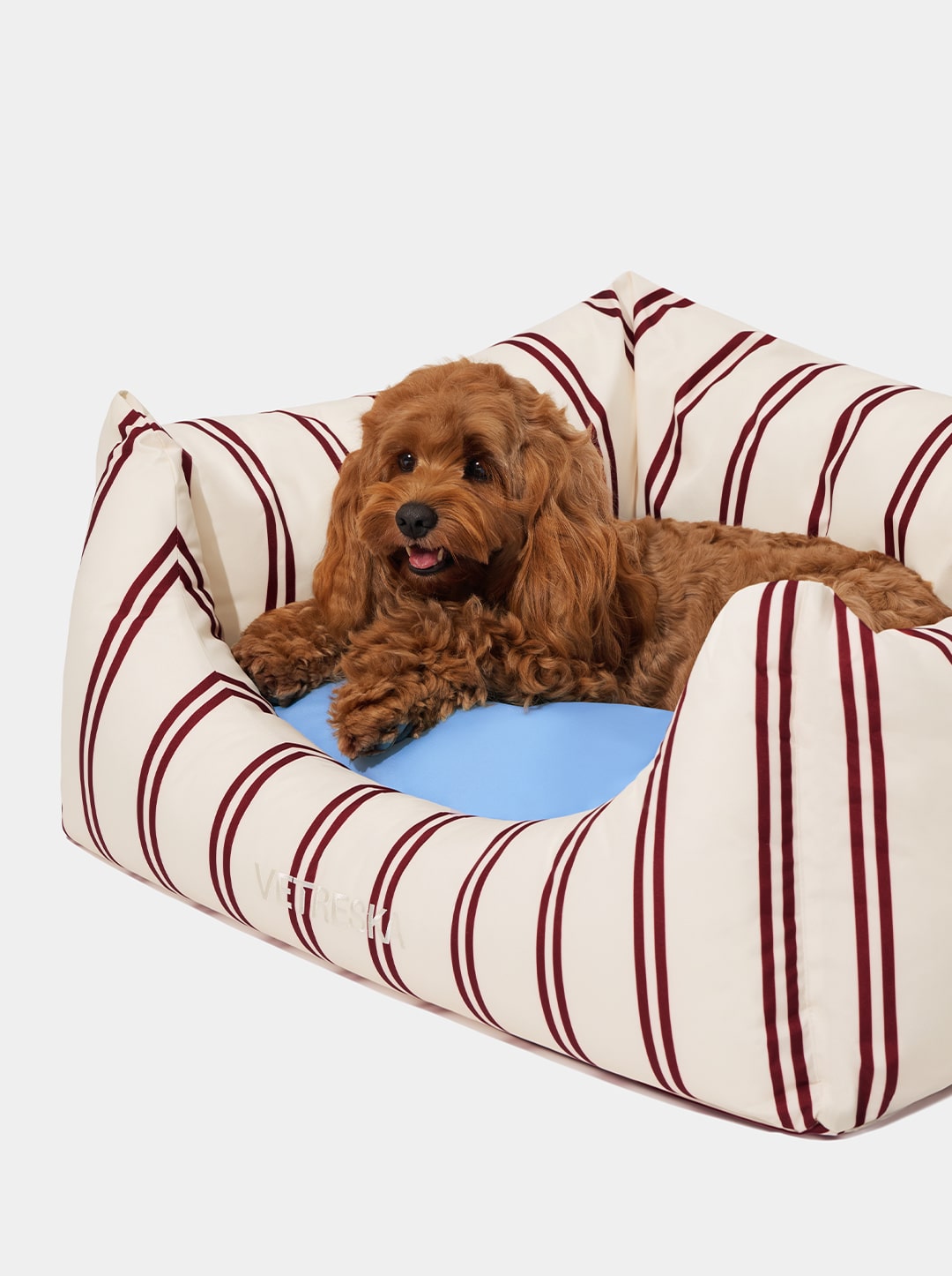 Mist And Merlot Pet Sofa - Cream & Stripes