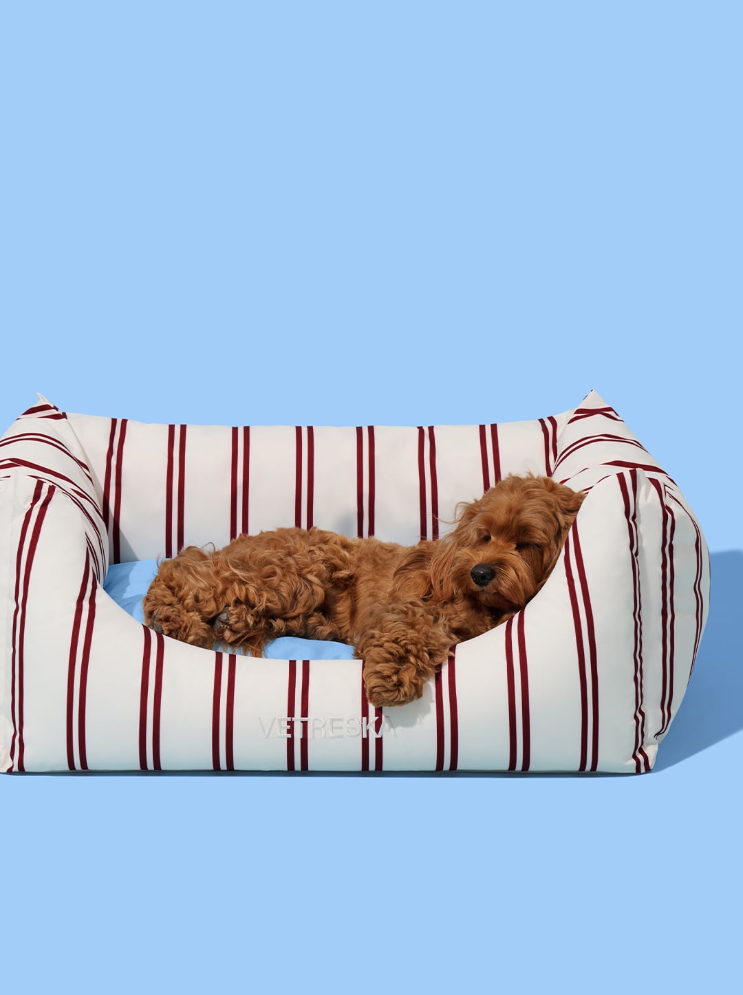 Mist And Merlot Pet Sofa - Cream & Stripes