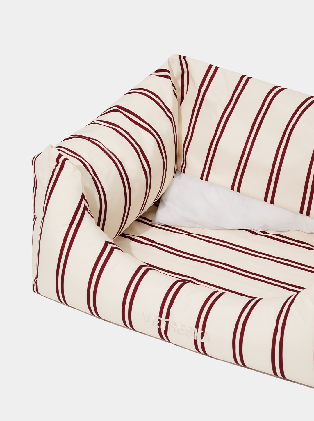 Mist And Merlot Pet Sofa - Cream & Stripes